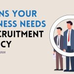 Infographic listing six signs a business needs a recruitment agency, including long vacancies and repeat hiring